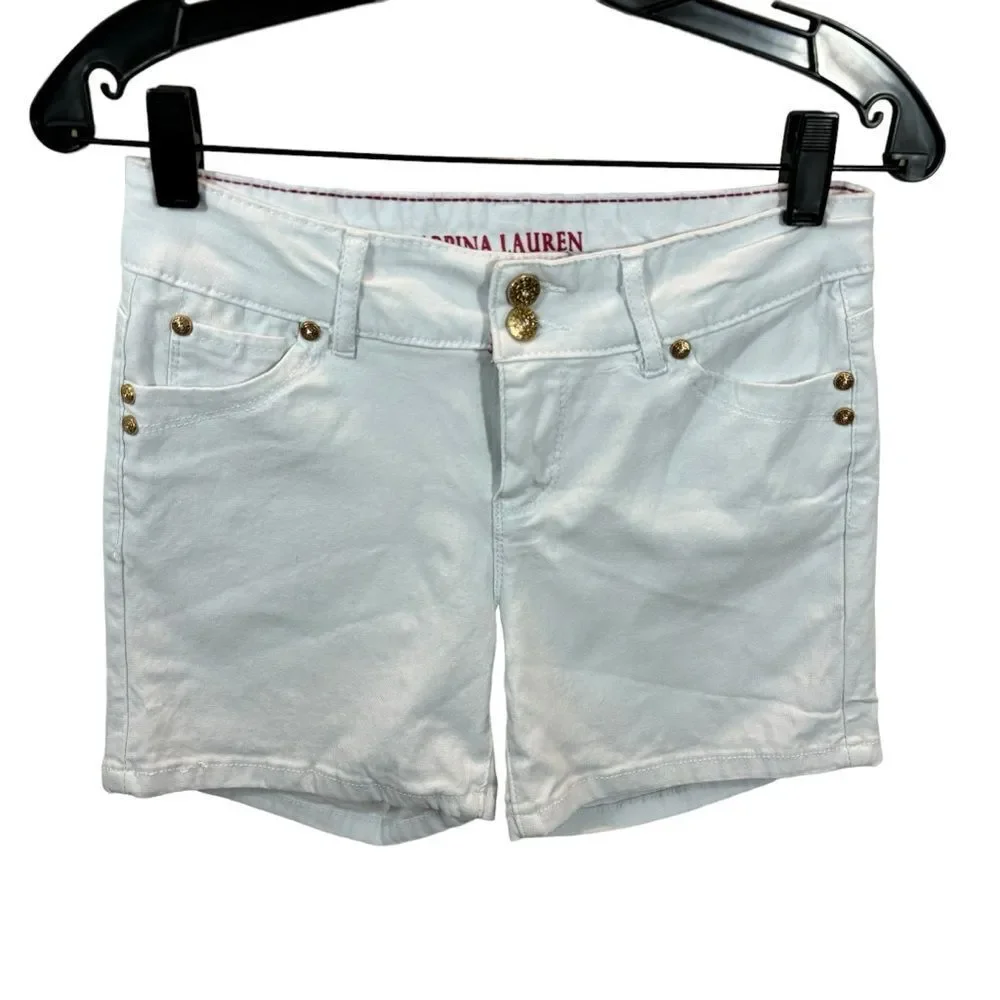 Sabrina Lauren Ladies White Denim Shorts Size 8‎